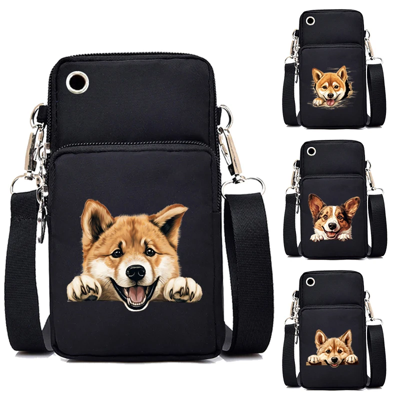 New Women Mini Mobile Phone Bag 3D Dogs Purse Strap Shoulder Bag Cute Shiba Inu Corgi Travel Handbag Unisex Small Crossbody Bags