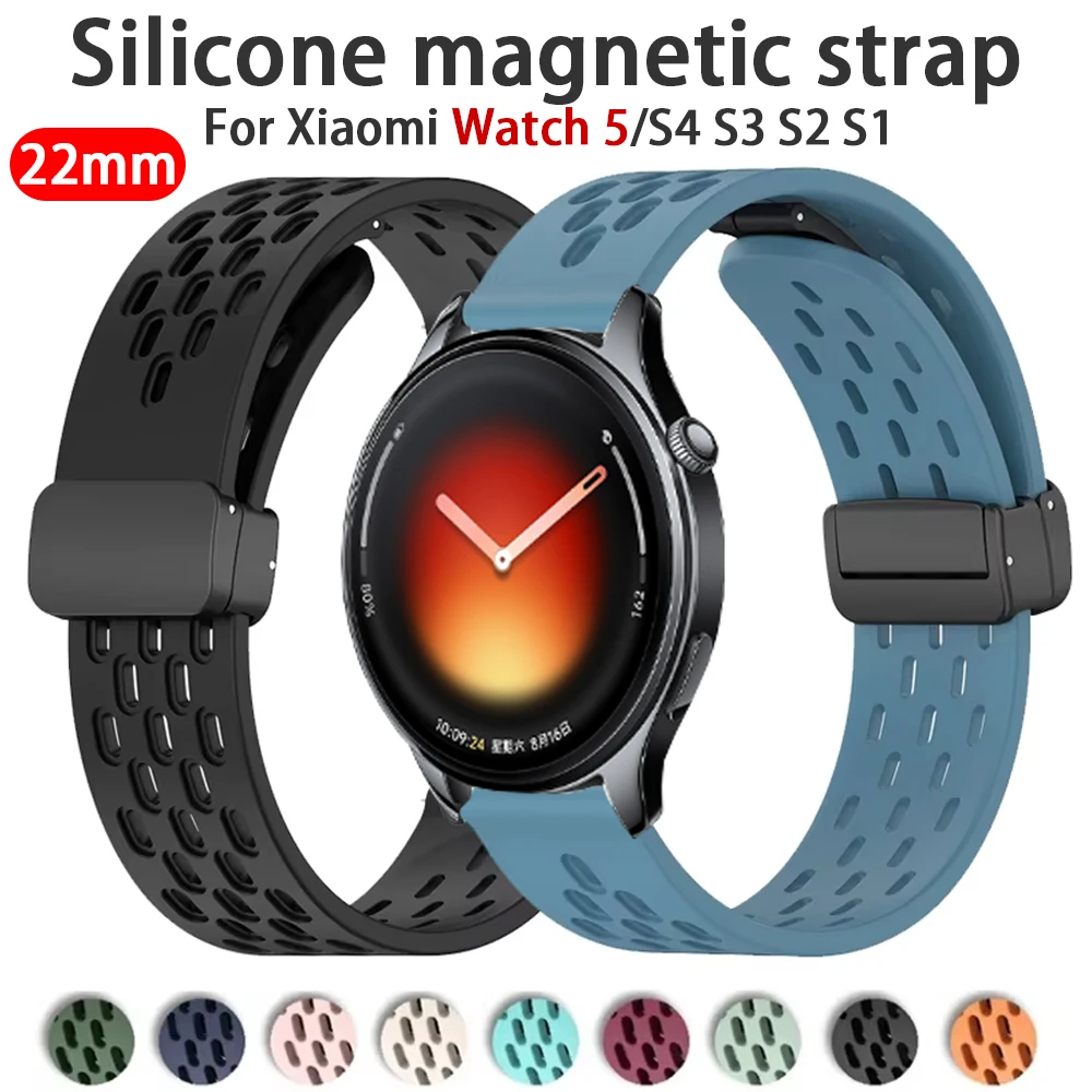 22mm Silikonarmband für Xiaomi Watch 5 Atmungsaktives Sport-Magnetband Correa Xiaomi Watch Mi Active/Color/2Pro/S4 S3 S2 S1 Band