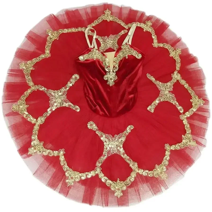 Jupe Tutu de Ballet Rouge en Velours, Costumes de brevdu Ventre Professionnels, Vêtements de Performance