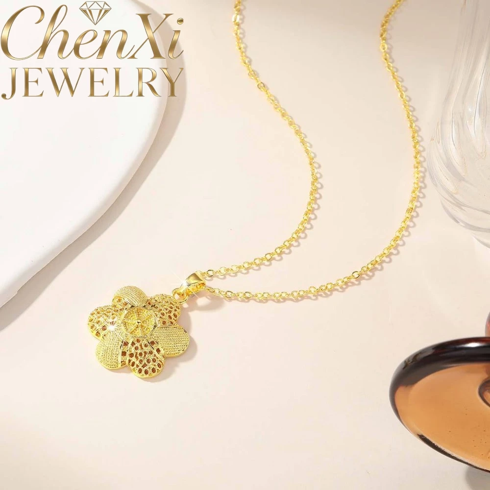 Sand Gold Hollow Six-Petal Flower Pendant Meticulous Charm Soft Accessory Multi-Scene Daily Ornament Delicate Souvenir Fine Gift