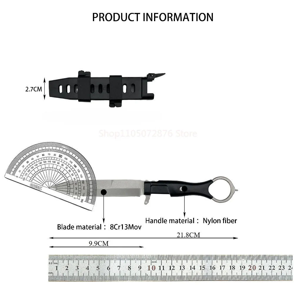 High Hardness Reinforced Nylon Handle 8Cr13Mov Fixed Blade Portable Knife, Outdoor Camping Jungle Adventure Self-defense Knife