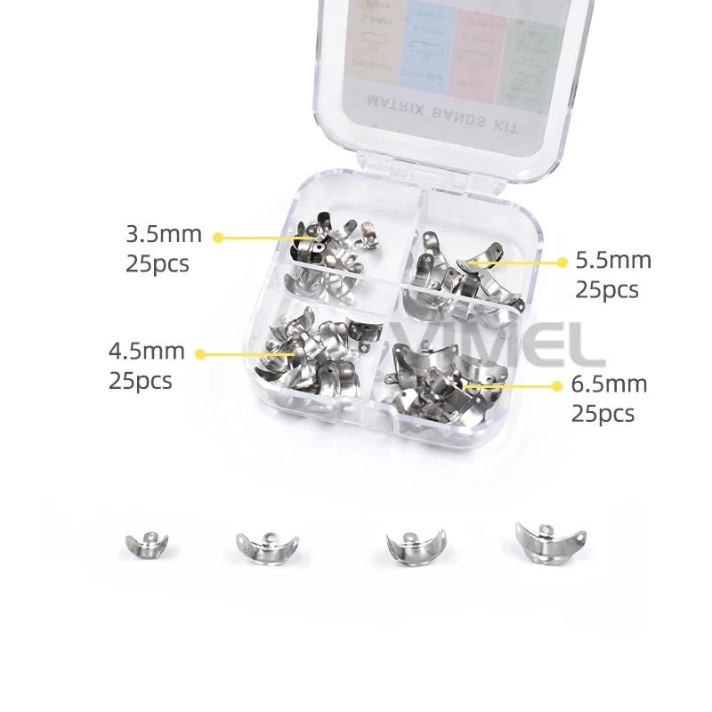 Lab Matrix Bands Sectional Contoured Metal Matrices 3.5mm-6.5mm Lab Material 50/100pcs Optional. Best Tool