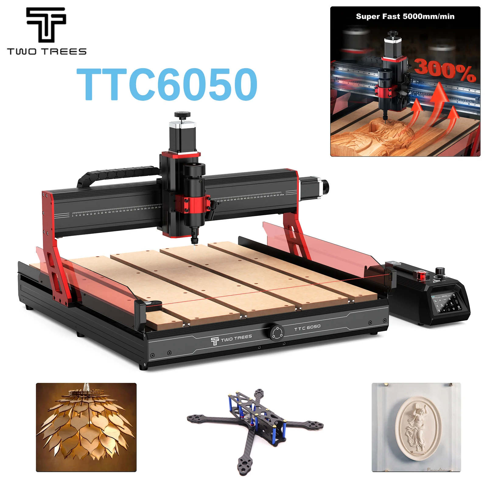 Twotrees TTC6050 CNC Engraver 500W Air Cooled Spindle Motor CNC Router 3-axis/4-axis CNC Engraving Machine Woodwork DIY Tools