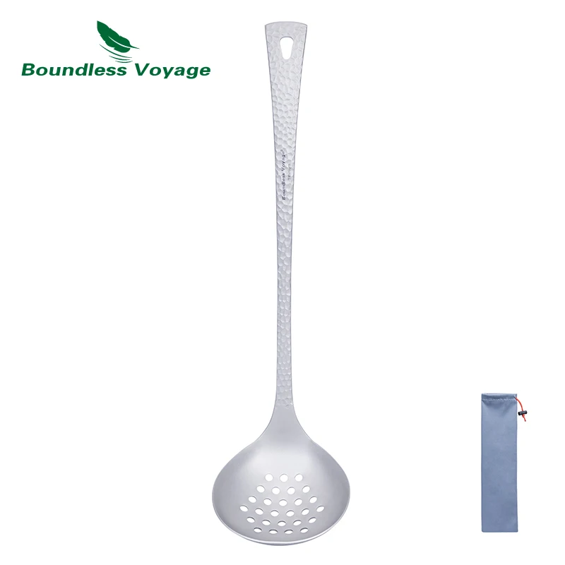 Boundless Voyage Titanium Spoon 1pcs Durable Long Handle Soup Ladle Serving Spoon Ladles for Cooking Gravy Sauces