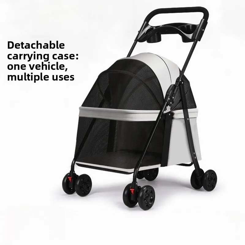 Foldable Lightweight Small Pet Stroller Breathable Mesh Dog Cat Carrier Trolley for Teddy Puppy Kitten Outdoor Travel Walking