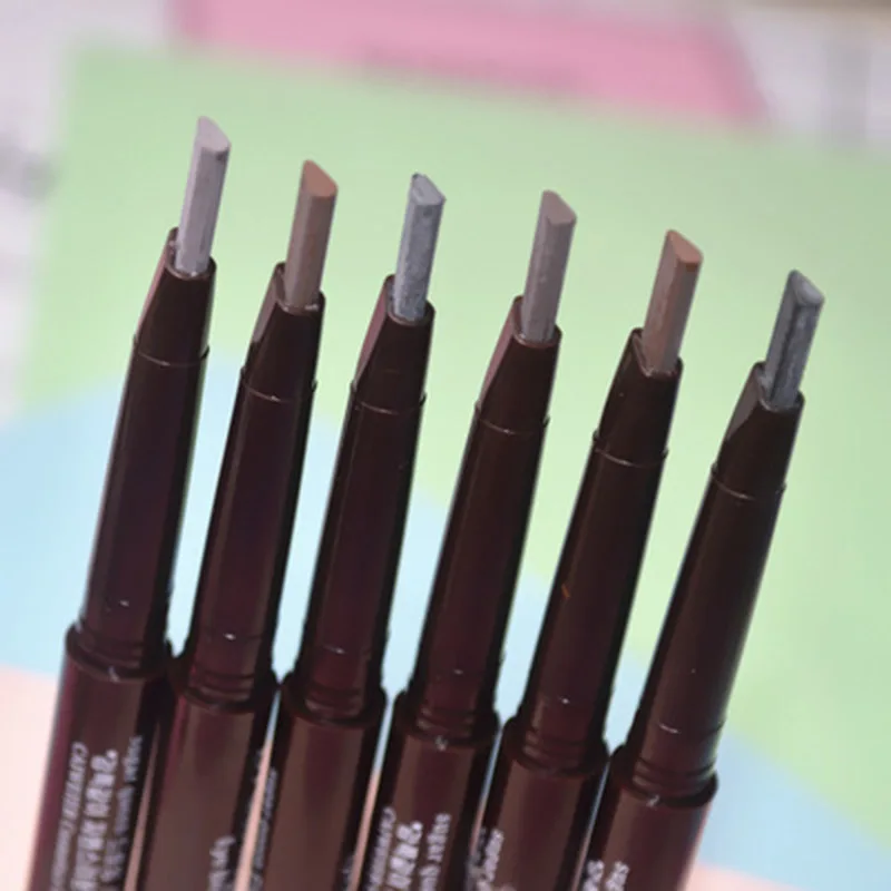 Double Head Automatic Rotating Eyebrows Pencil Waterproof Sweat Proof Non Smudging with Eyebrow Brush Squeezing Pen Core Makeup