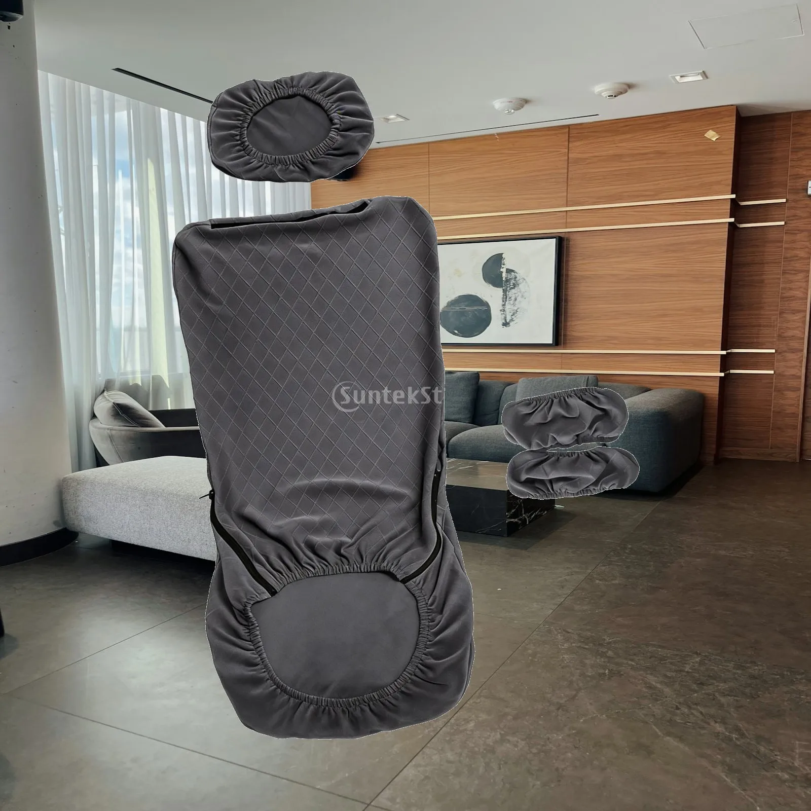Modern Minimalist Office Chair Covers with Headrest and Armrest Slipcovers Stretchable Polyester Protector for Computer Chair
