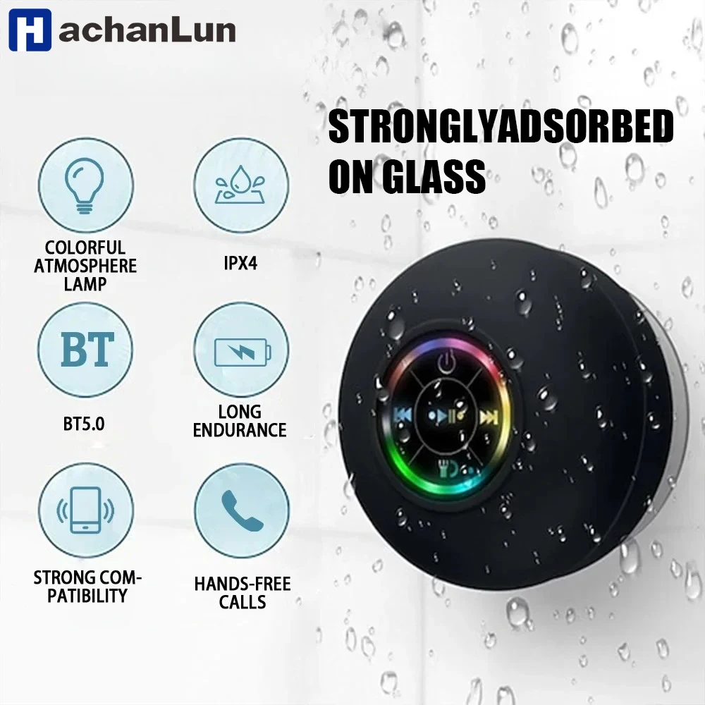 Mini Bluetooth Speaker Shower Waterproof Subwoofer Handsfree Loudspeaker With Suction Cup Mic For Bathroom Pool Beach Car Phone