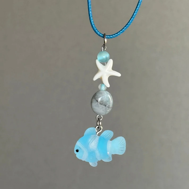 Koreanische Art Mode Cartoon Goldfisch Anhänger Halskette Seil Kette niedlichen Meeres tier Halskette für Frauen Schmuck Zubehör