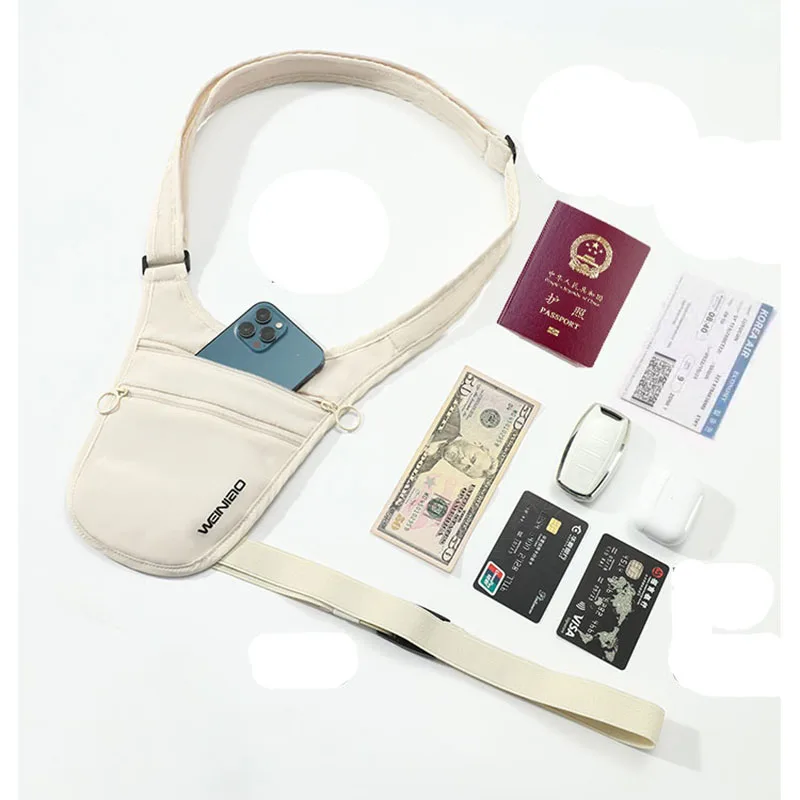 Travel Hidden Passport Cash Phone Zipper Pocket Waist Bag Nylon Invisible Anti-theft Crossbody Bag For Men Women Security Wallet image 5
