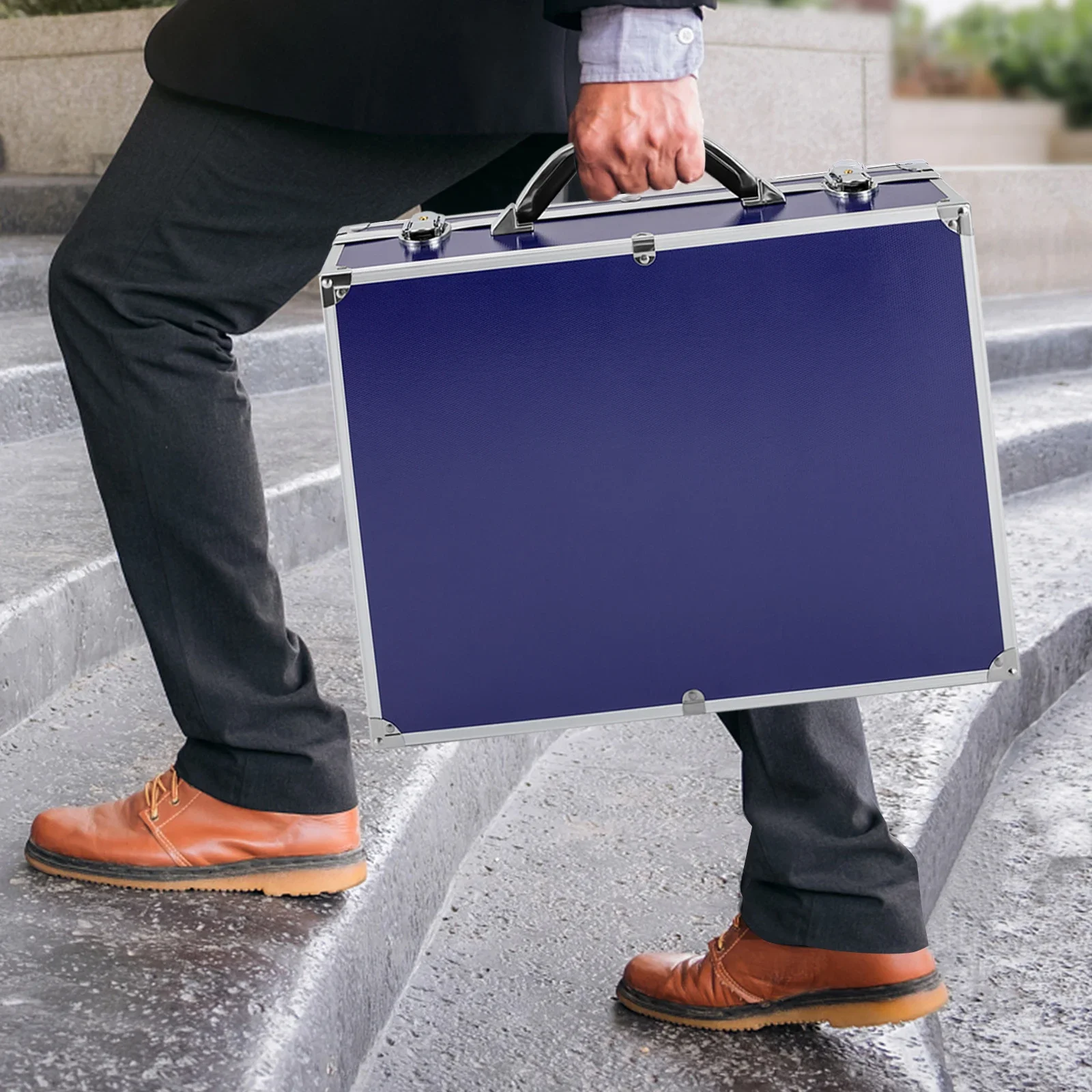 حامل أزرق عالي الأمان للعملات المعدنية قابل للقفل بسعة 100 دولار من سبائك الألومنيوم