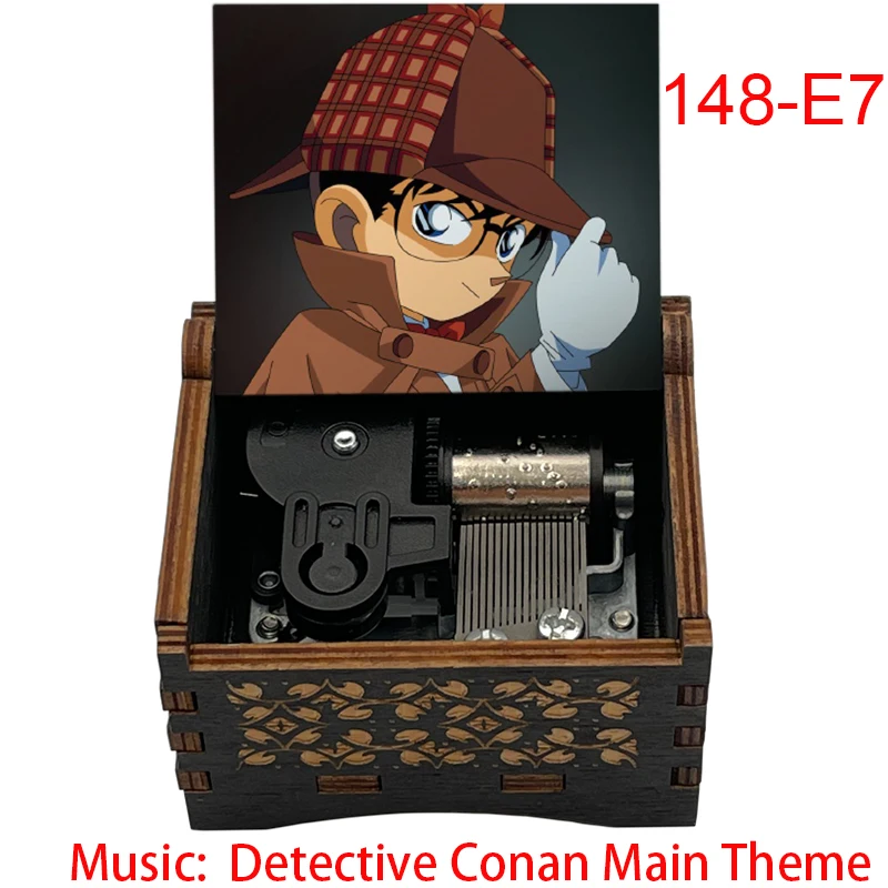 Anime Detective Conan If You're There Black Wooden Mechanical Music Box 18 Tones Birthday Gifts For Fans New Year Party Cosplay