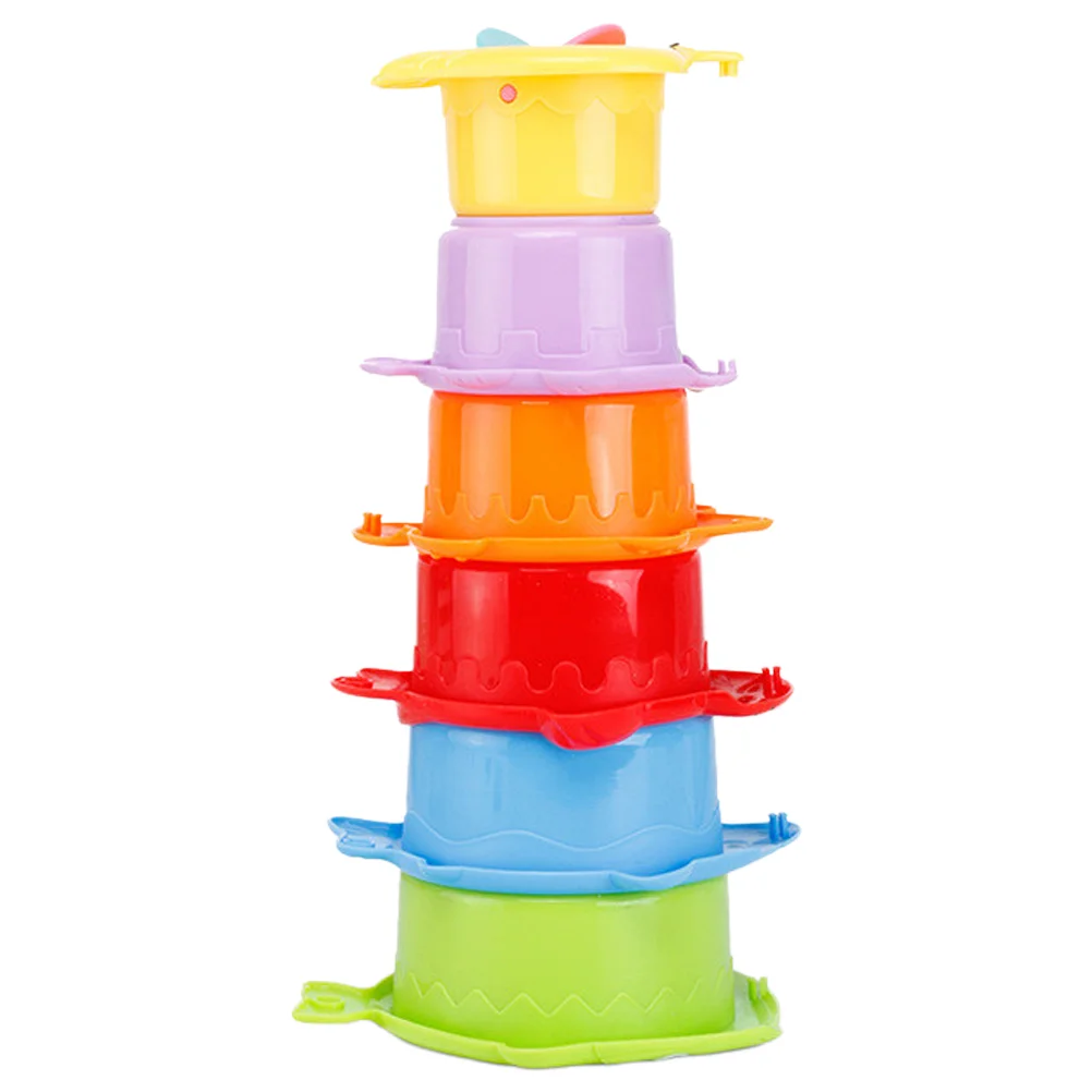 6 Pcs Colorful Cup Lovely Bathing Toy Stacking Cups Fine Motor Skills Toys Beach Toddler Plastic Baby Bathtub