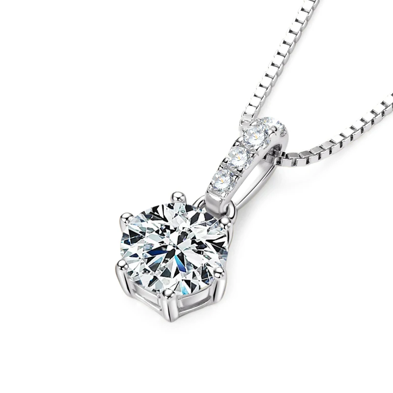 RAPRGOLD D VVS1 Moissanite Necklace Diamond Pendent 1CT-2CT with Certified 925 Sterling Silver Necklaces for Women Dainty Gifts