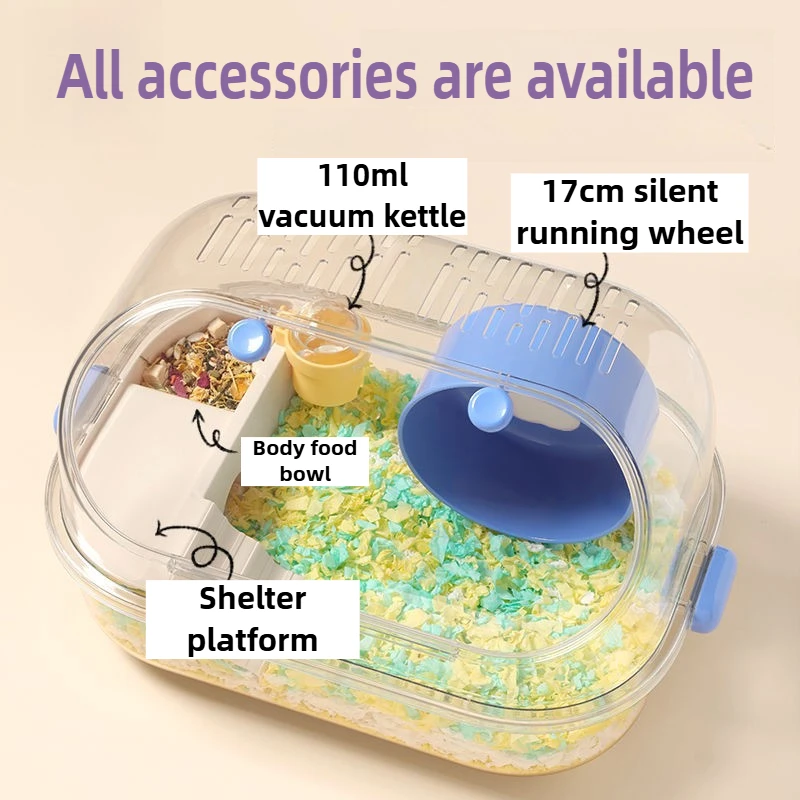 Transparent Hamster Cage Set Outside Travel Tunnel Rats Hamster Cage Villa Portable Golden Bear Large Space Cages Kit Products
