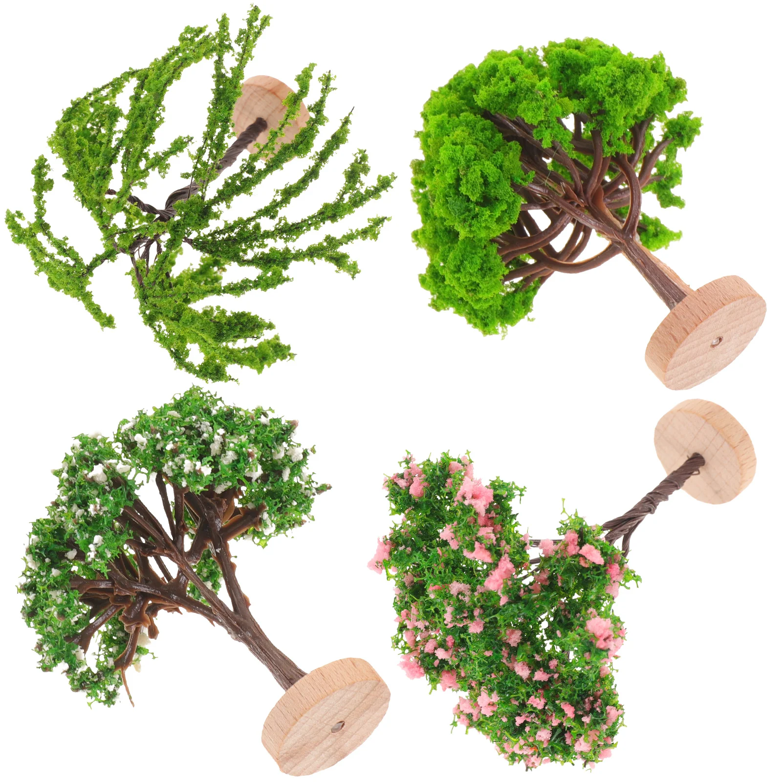 4 Pcs Train Simulated Mini Tree Faux Artificial Trees for Outdoors Plastic Simulation Ornament