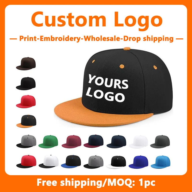 Custom Embroidery Hip-hop Snapback Hat for Men and Women Baseball Cap Wholesale DIY Design Print Cool Street Dance Hat