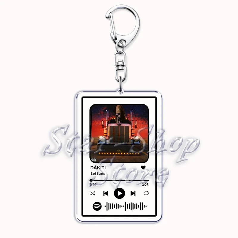 Popular Bad Bunny Keychain for Women Accessories Un Verano Sin Ti Music Playlist Code Pendant Keying Jewelry Fans Friends Gifts
