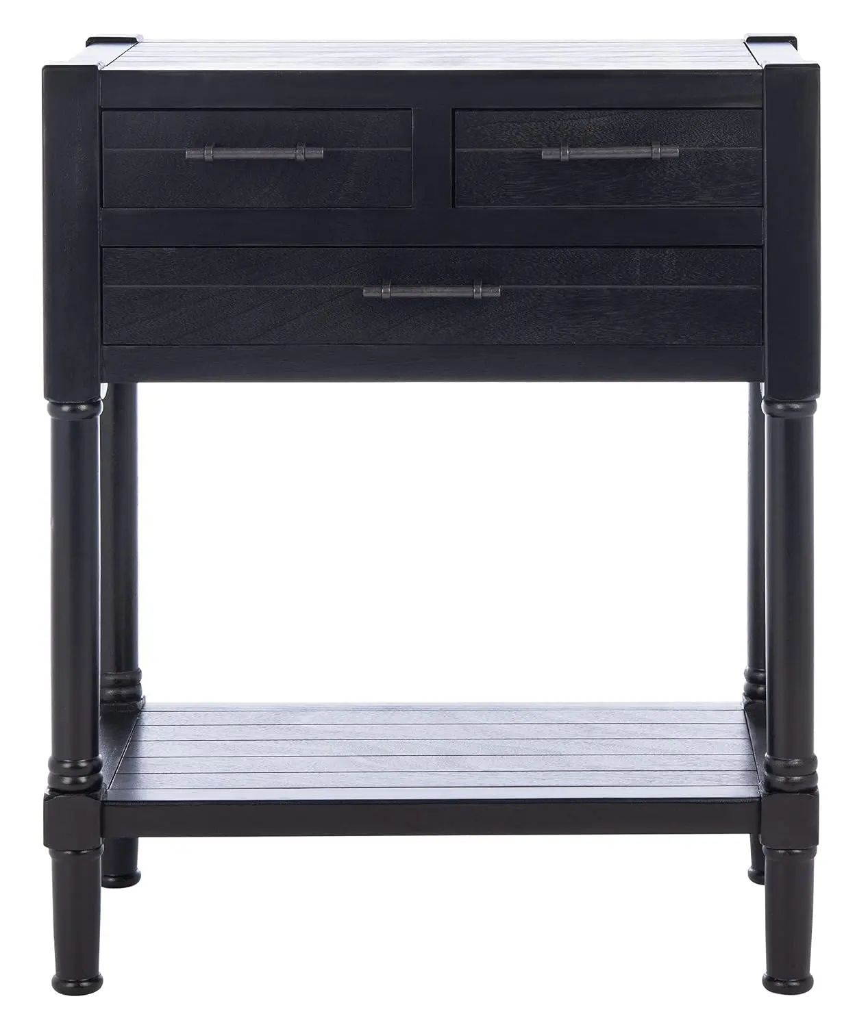 3-Drawer Console Table With Bottom Shelf, Black, Customized