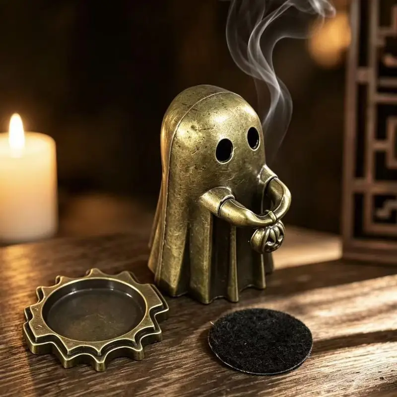 Unique Ghost Pumpkin Incense Holder Ornament Halloween Desktop Decoration For Home Living Room Party Fragrance Diffuser