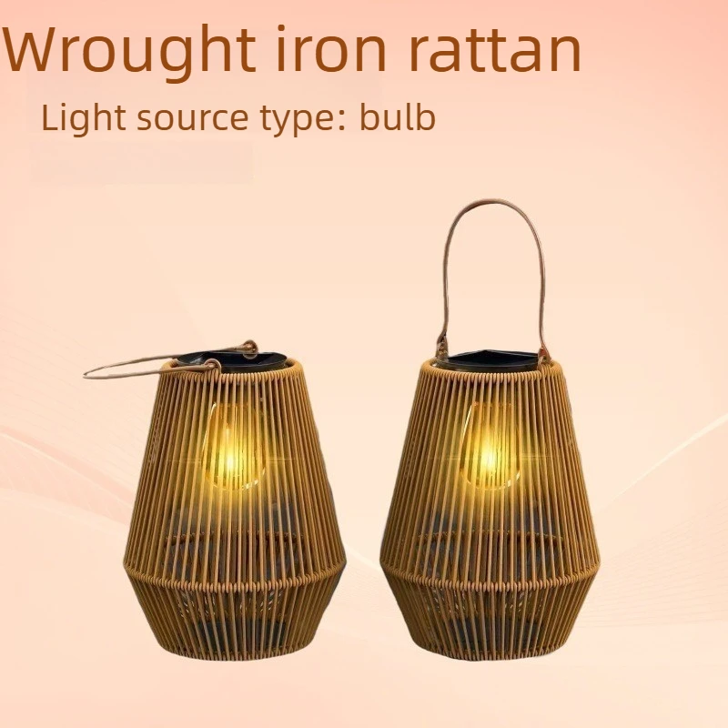 Solar Outdoor Lights Solar Woven Lanterns Landscape Features Chinese Style Handmade Rattan Lights