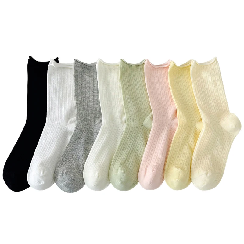 Socks For Women Thin Summer New Candy Color Hollow Out Loose Socks Women's Casual Basic Sweet Girls Fashion Long Socks Comfort