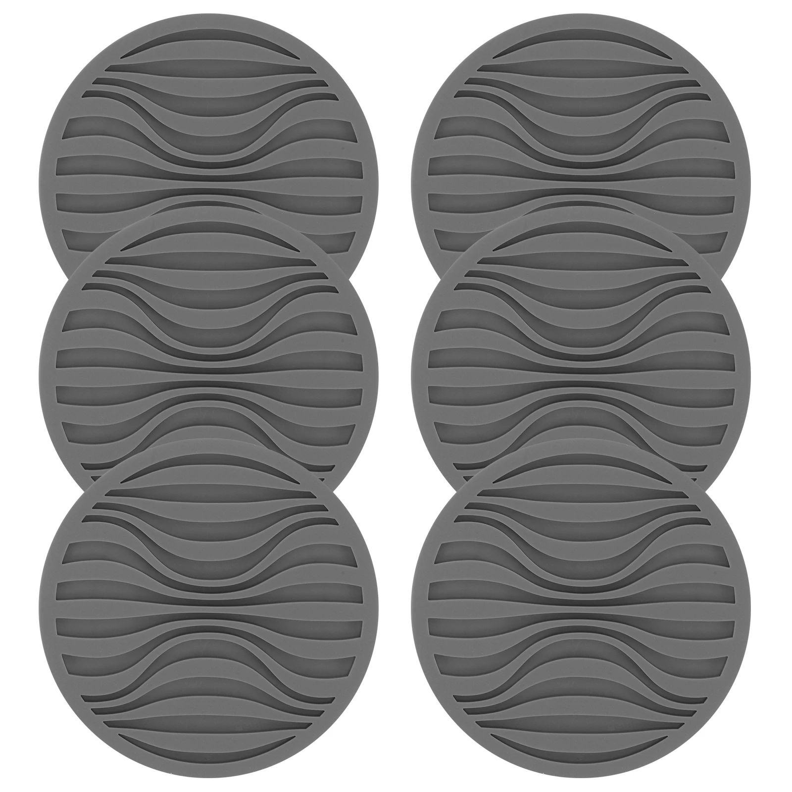 

6pcs Round Silicone Coasters Waterproof Heat Resistant Cup Mats Anti-Slip Mug Pads For Coffee Tea Bottles Table Desk Coasters