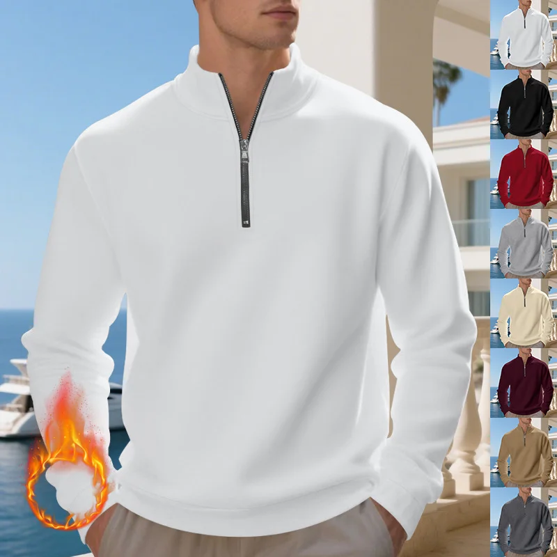 OutdoorMale Zipper Sweatshirts Spring Quarter Zip Pullover Half Zipper Hoodie for Men Gym Man Autumn Solid Men's Sweatshirt Coat
