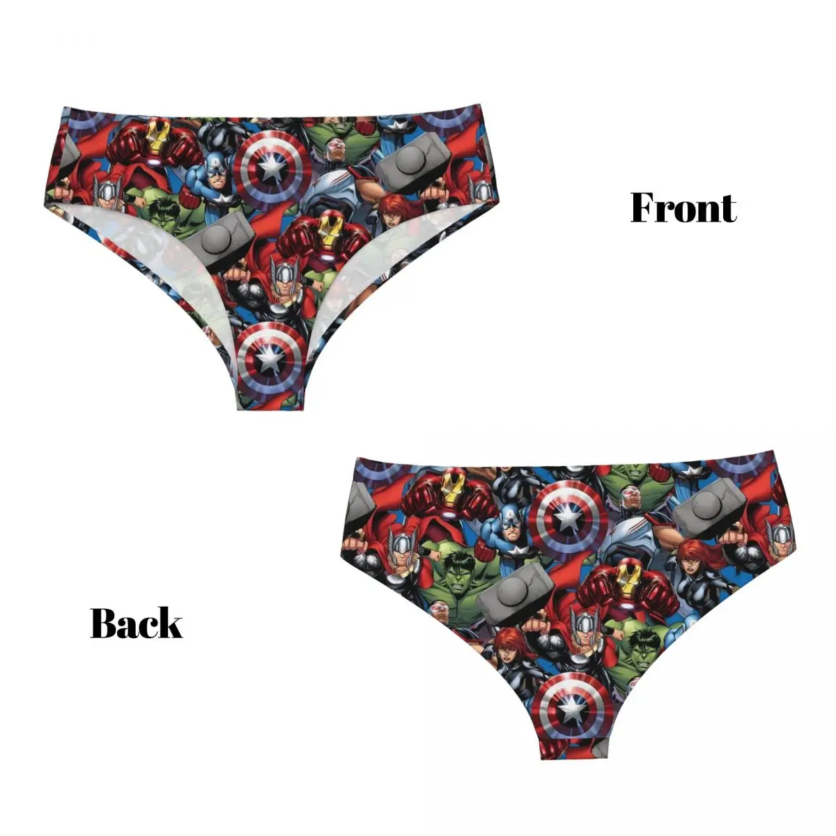 Ropa interior de anime elástica cómoda para mujer con bragas breves de anime de Capitán América personalizadas