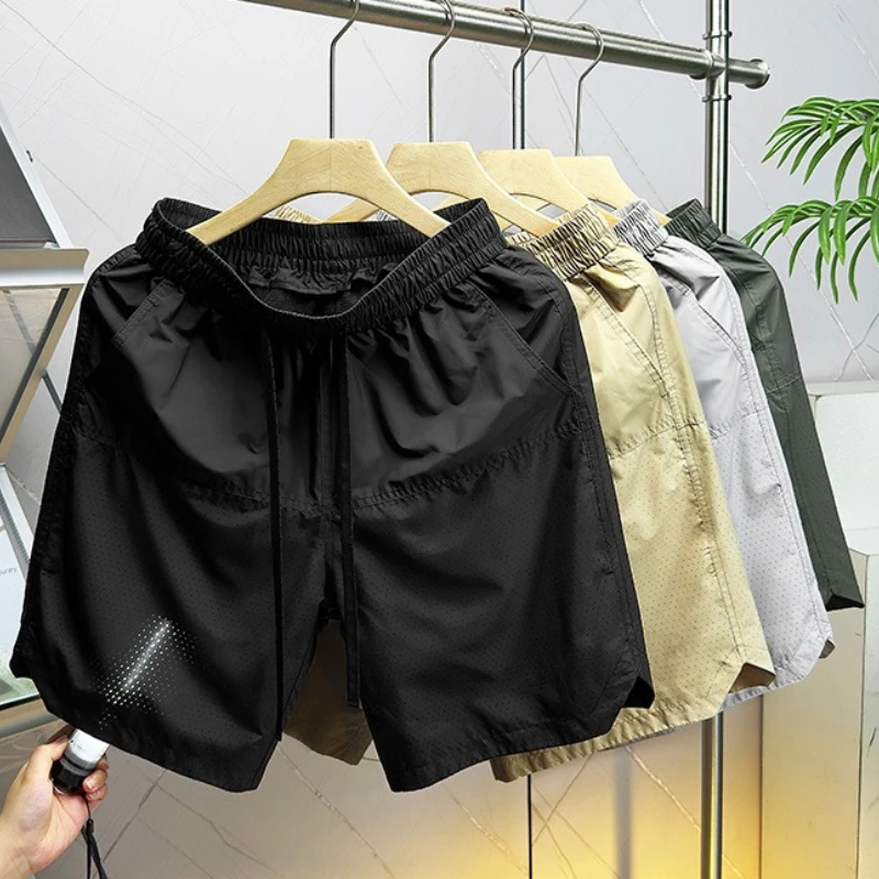 Summer Men's Shorts Casual Loose Pants Trendy Brand Breathable Mid Pants Male Daily Wear All-match Streetwear Cropped Trousers