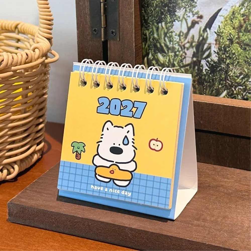 Paper Material 2027 Mini Desk Calendar Portable Design Sheep Lamb 2027 Flip Calendar Animal Puppy Creative
