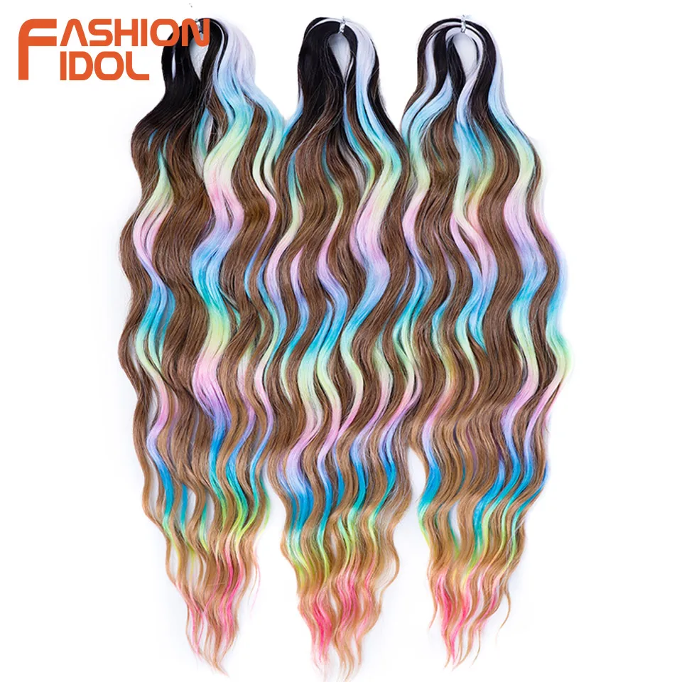 موضة المعبود 24 بوصة 300 جرام آنا موجة المياه تويست الكروشيه الشعر الاصطناعية جديلة الشعر أومبير قوس قزح موجة عميقة تجديل الشعر التمديد