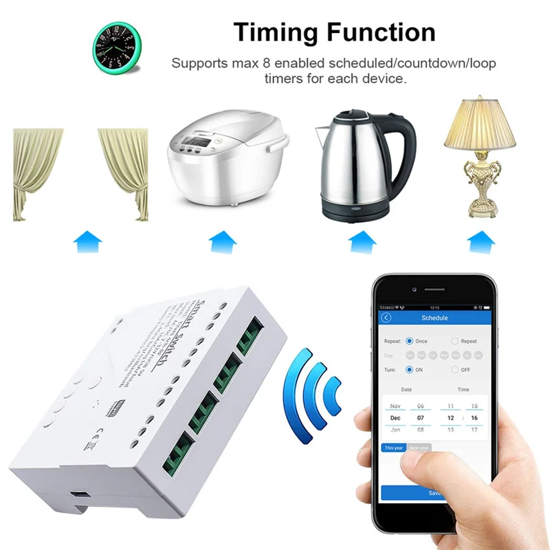 A37T-Tuya Smart Switch Wifi DIY Timer+Remote AC/DC 7-32V 4CH RF Smartlife Home Automation Module For Alexa Google Home Replaceme