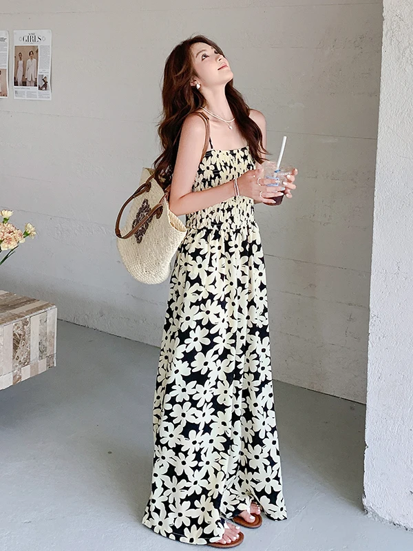 Pantalones de una pieza con estampado Floral para mujer, Vaion Sle, holgados, de pierna ancha, informales, adelgazantes, de cintura alta, largos, verano