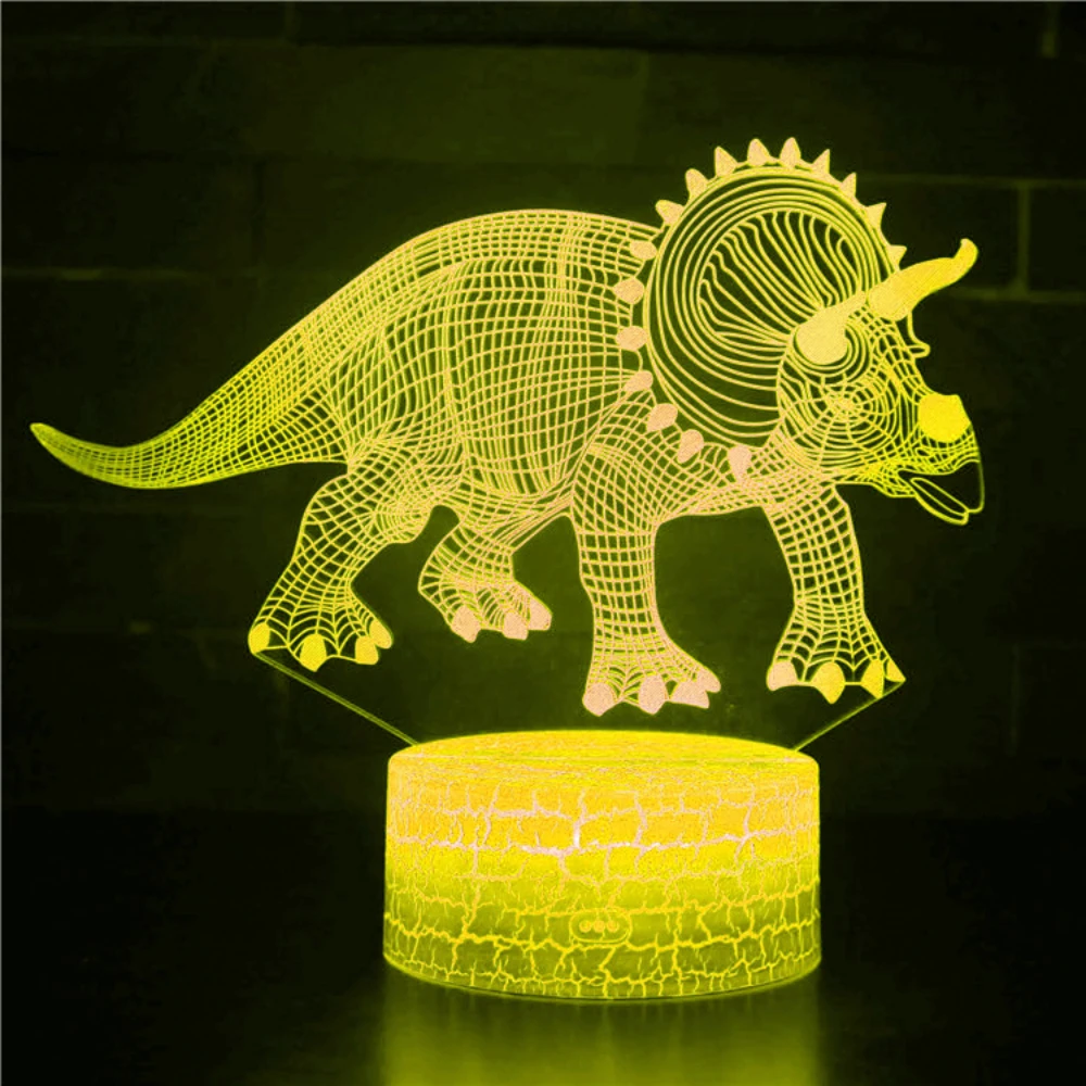 Nighdn Acryl Dinosauruslamp Led Nachtlampje Slaapkamerdecoratie Bedlamp 7 Kleurveranderende Verjaardagscadeau Kids Boys Girls