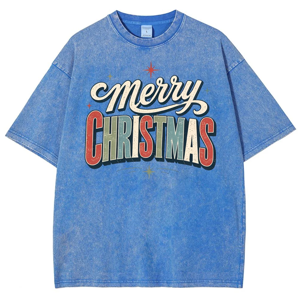 Womens Merry Christmas Graphic T Shirts Retro Vintage Letter Print Short Sleeve Casual Holiday Cotton Tee Tops