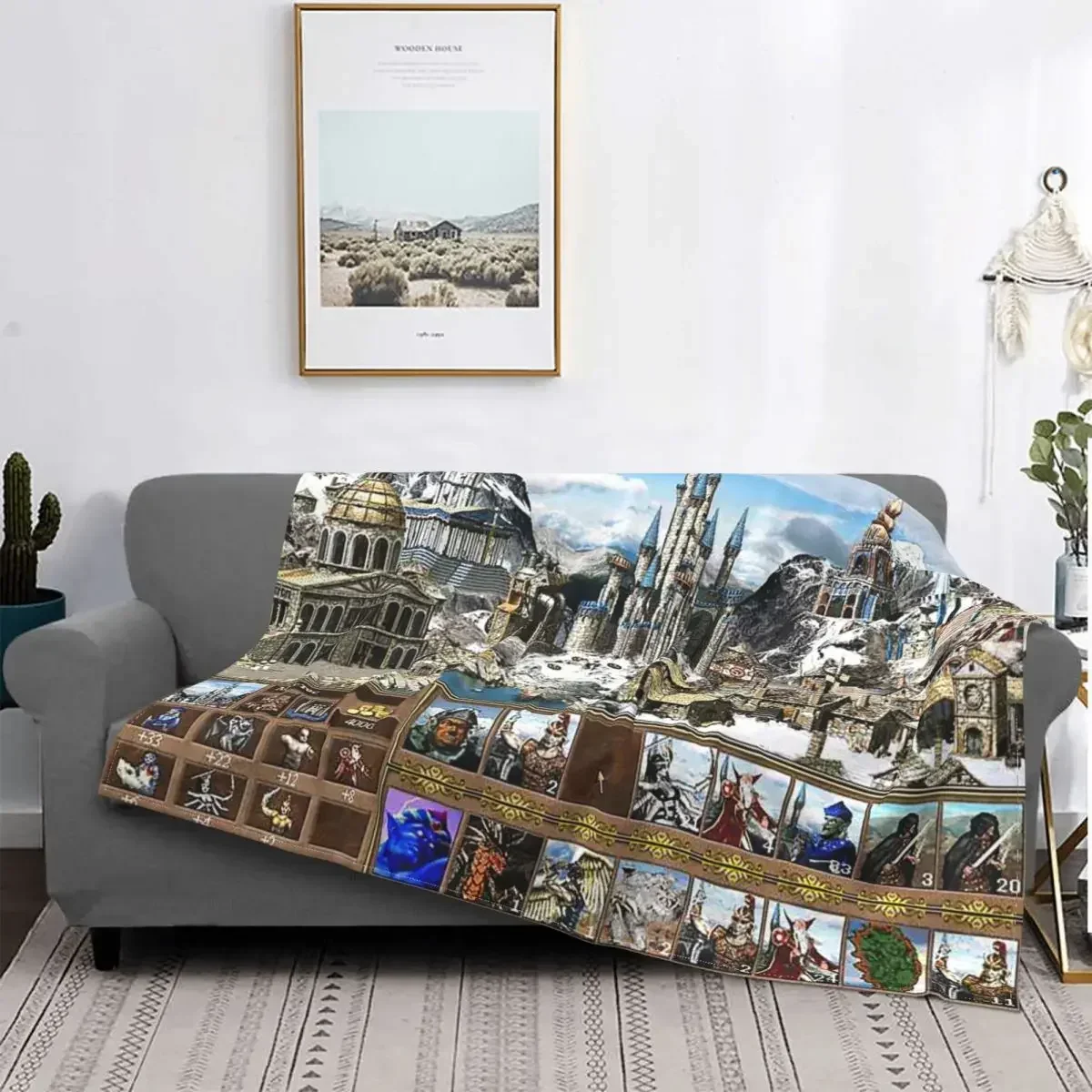 Heroes Of Might & Magic 3 Blanket Sofa Cover Flannel Print Plaid Anime Breathable Throw Blankets for Sofa Travel Rug Piece