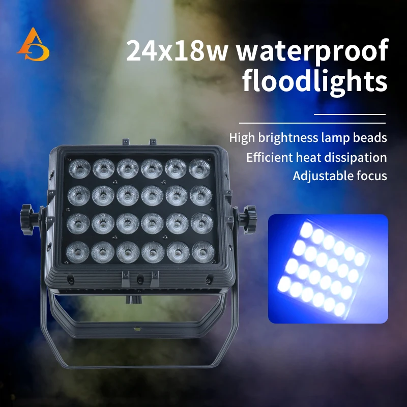 IP65 Waterproof 24x18w RGBWA UV 6in1/RGBW 4in1/Led Outdoor Rainproof Stage Light Square Par Light