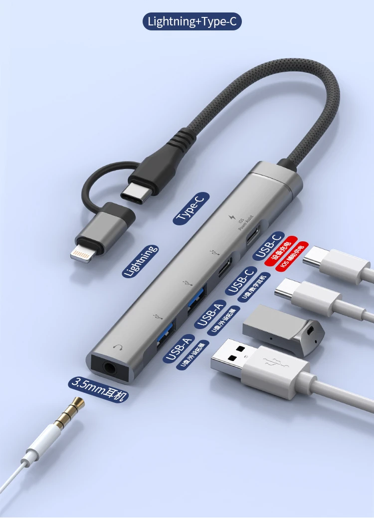 

Адаптер типа C, док-станция, порт USB 2.0, разветвитель нескольких концентраторов для компьютера Macbook Pro