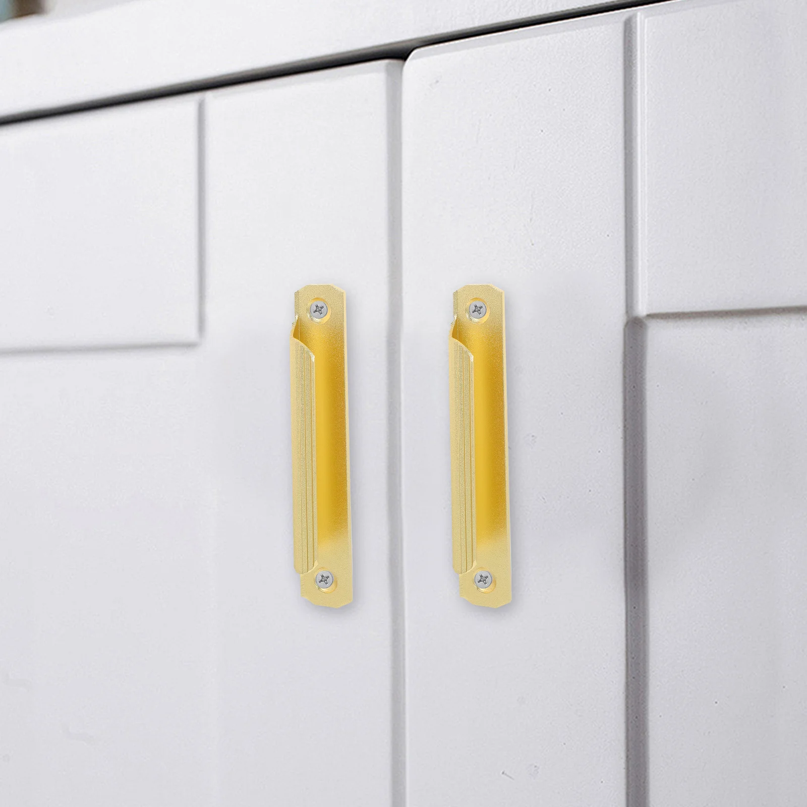 

2pcs Aluminum Alloy Door Handles Lightweight Sturdy Replacement For Kitchen Bedroom Cabinet Wardrobe Sliding Barn Screen French