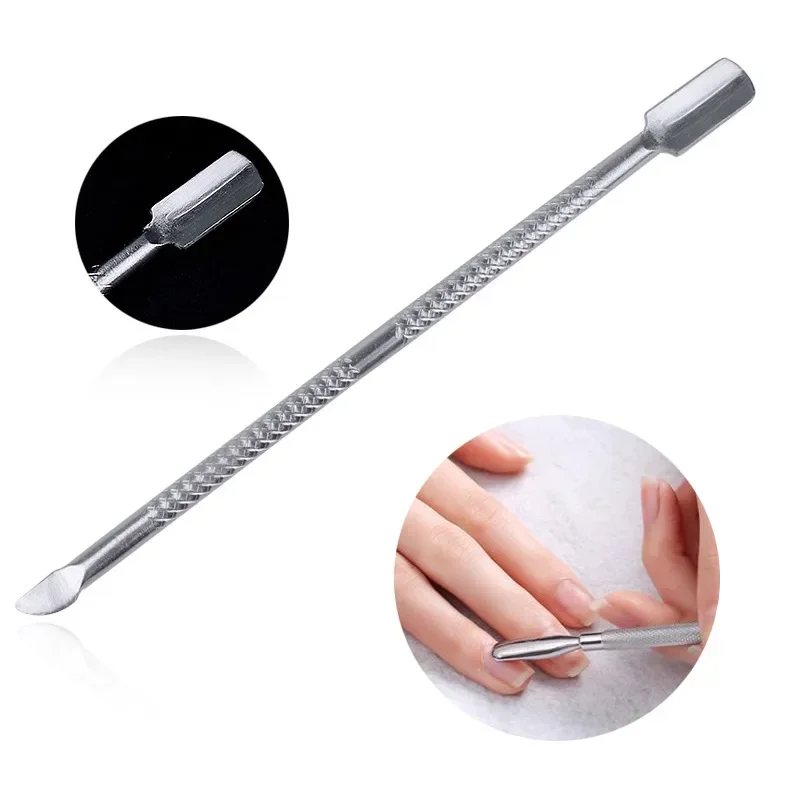 Multi-functional Stainless Steel Nail File Buffer Double Side Grinding Rod Manicure Pedicure Scrub Nails Art Cuticle Pusher Tool