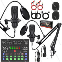 BM800 Condenser Microphone Dual Microphone English Sound Card Equipment Live Streaming Full Set for Mobile Phone