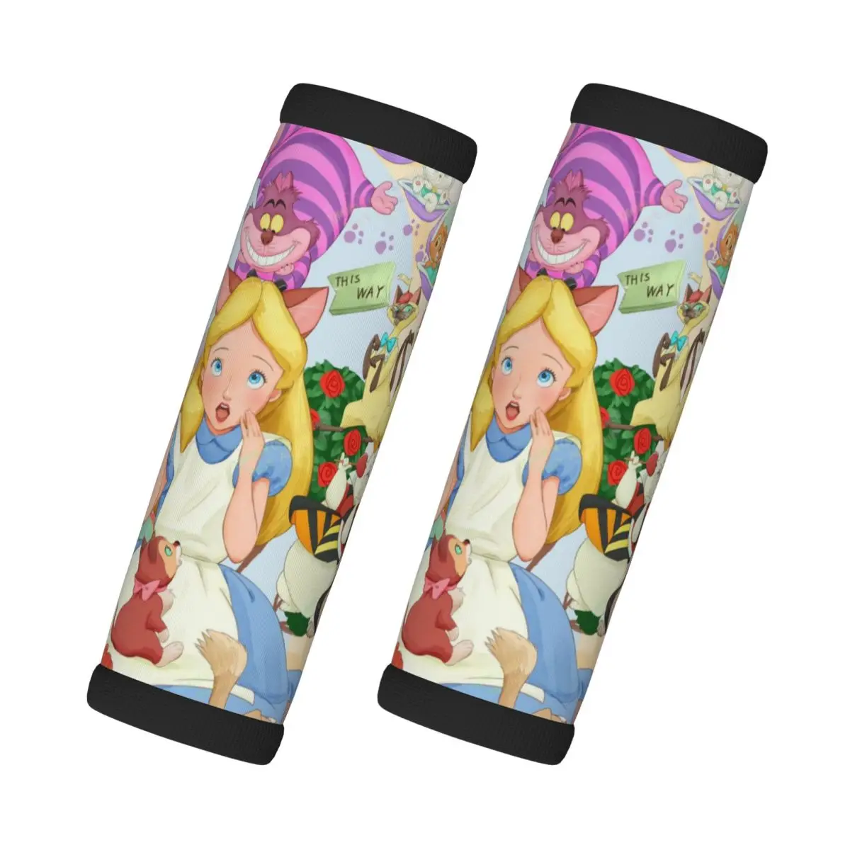 

Custom Cheshire Cat Cartoon Luggage Handle Wrap Suitcase Identifier 2 PCS Alice in Wonderland For Door Handle
