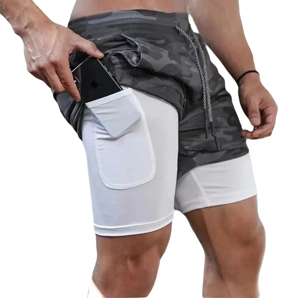 

Camo Running Shorts Men Gym Sports Shorts 2 In 1 Quick Dry Workout Training Gym Fitness Jogging Short Pants Summer Men Shorts