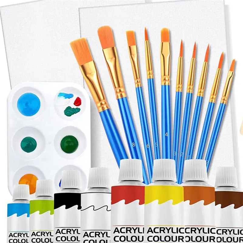 Acrylic Paint Set 26PCS/Set For Artists, Kids& Beginners Includes Easel, Brushes, And Canvas view 2
