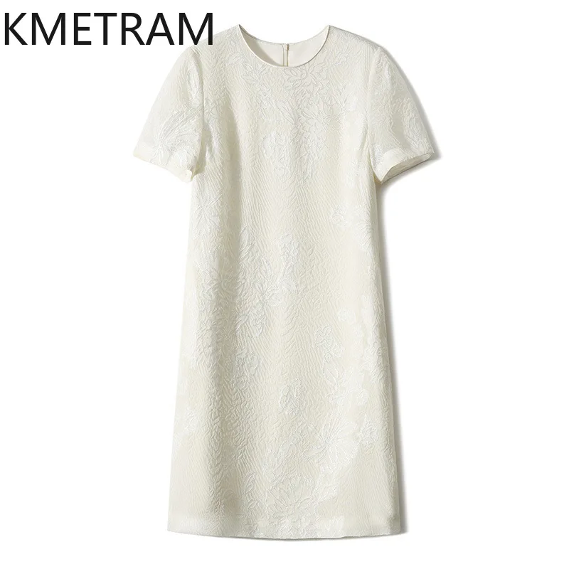 

KMETRAM Mulberry Silk Dress for Women Summer High End A-Line Dresses White New Chinese Cheongsam New in 2024 Vestido Feminino