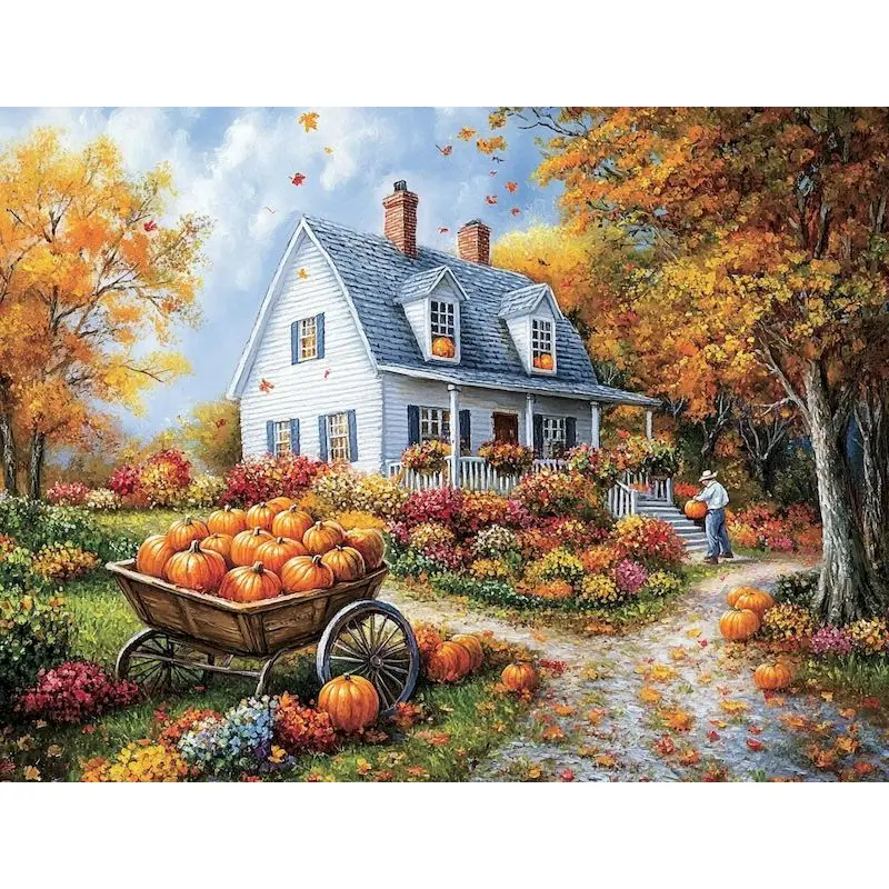 

GATYZTORY Acrylic Paint By Number Scenery Kits Home Decor Painting By Number Pumpkin Drawing On Canvas HandPainted Art Halloween