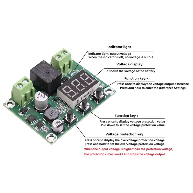

Efficient 6V-80V Battery DC Voltage Protection Module High Voltage Undervoltage Low Power Disconnect Output Protection Board