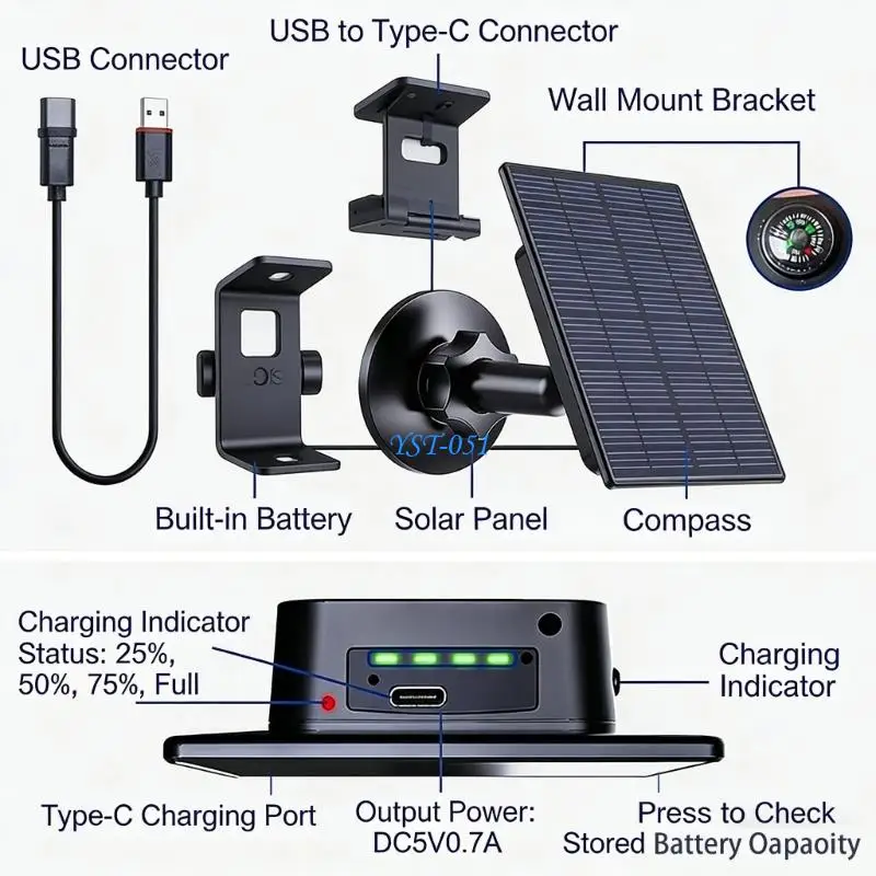 E15A Environment aware Sun Energy Unit For Outdoor security Devices Light ABS Build And 3 Meter Cable