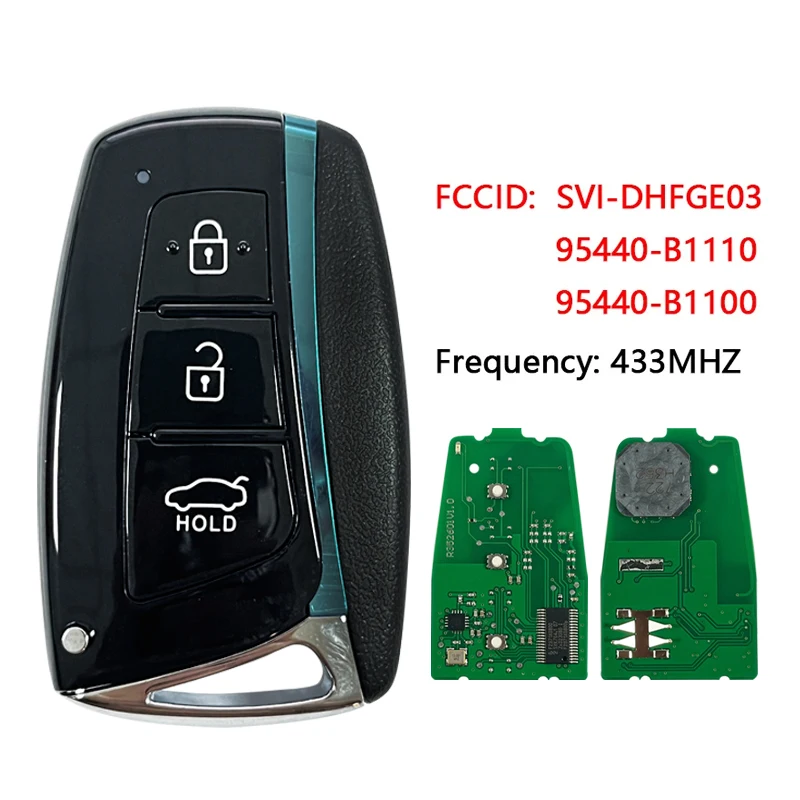 CN020236 PN 95440-B1110 95440-B1100 For Hyundai Genesis 2014-2017 Smart Key Remote 3 button 433 MHz 47 chip Fcc SVI-DHFGE03